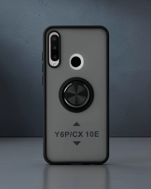 Huawei Y6p Kılıf Montreal Yüzüklü Silikon Kapak - Siyah