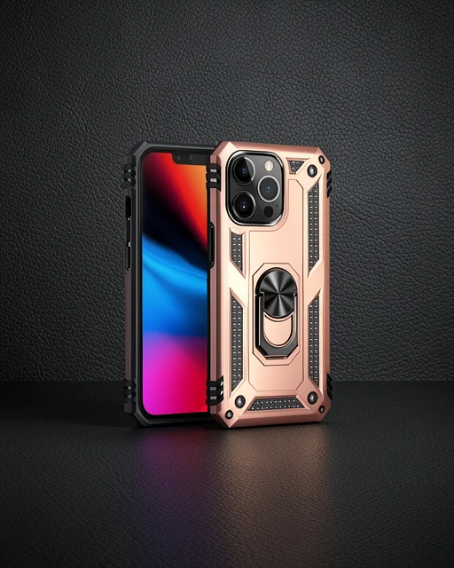 Apple İphone 13 Pro Kılıf Sofya Yüzüklü Silikon Kapak - Rose
