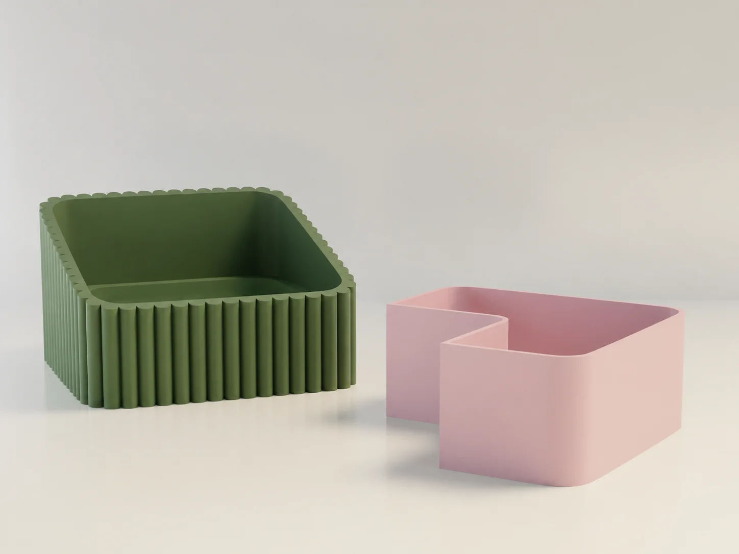 3D Baskı Fıstık Kasesi - Çift Hazneli Kabuk Ayırıcı Sunum Kasesi - Yeşil Pembe görsel 2