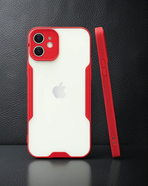 Apple İphone 12 Kılıf Platin Silikon - Kırmızı