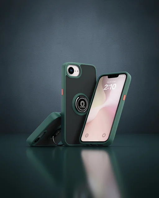 Apple İphone 16e Kılıf Montreal Yüzüklü Silikon Kapak - Yeşil