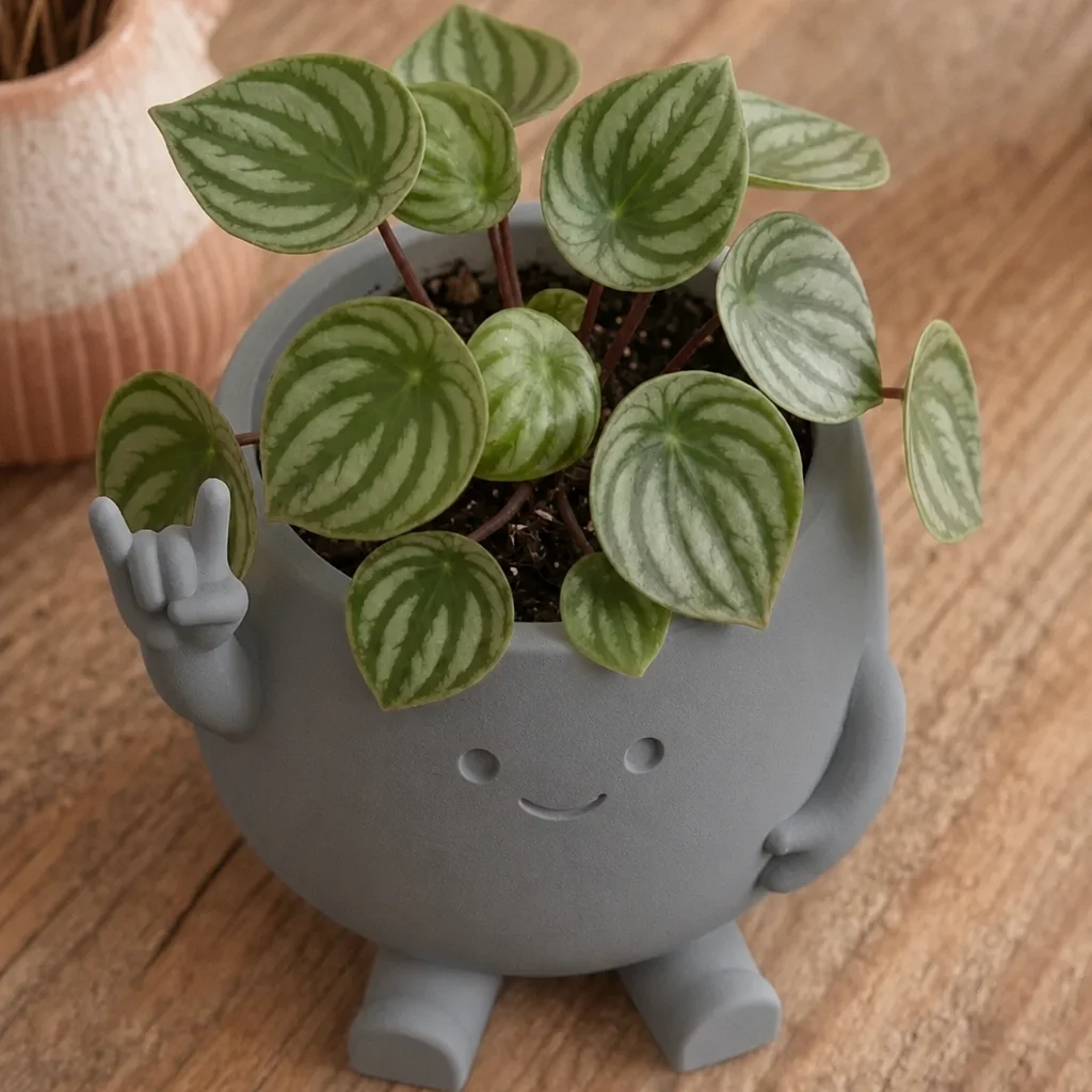 3D Baskı Smiley Face Planter - Gülümseyen Karakterli Saksı-Gri görsel 3