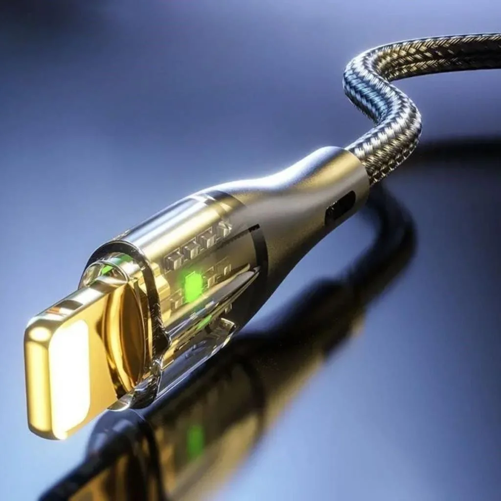 Led Işık Uçlu Sağlam İp Kablolu USB to Lightning Hızlı Şarj Kablosu görsel 2