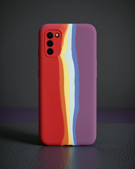Samsung Galaxy A03s Kılıf Ebruli Lansman Silikon - Kırmızı-mor