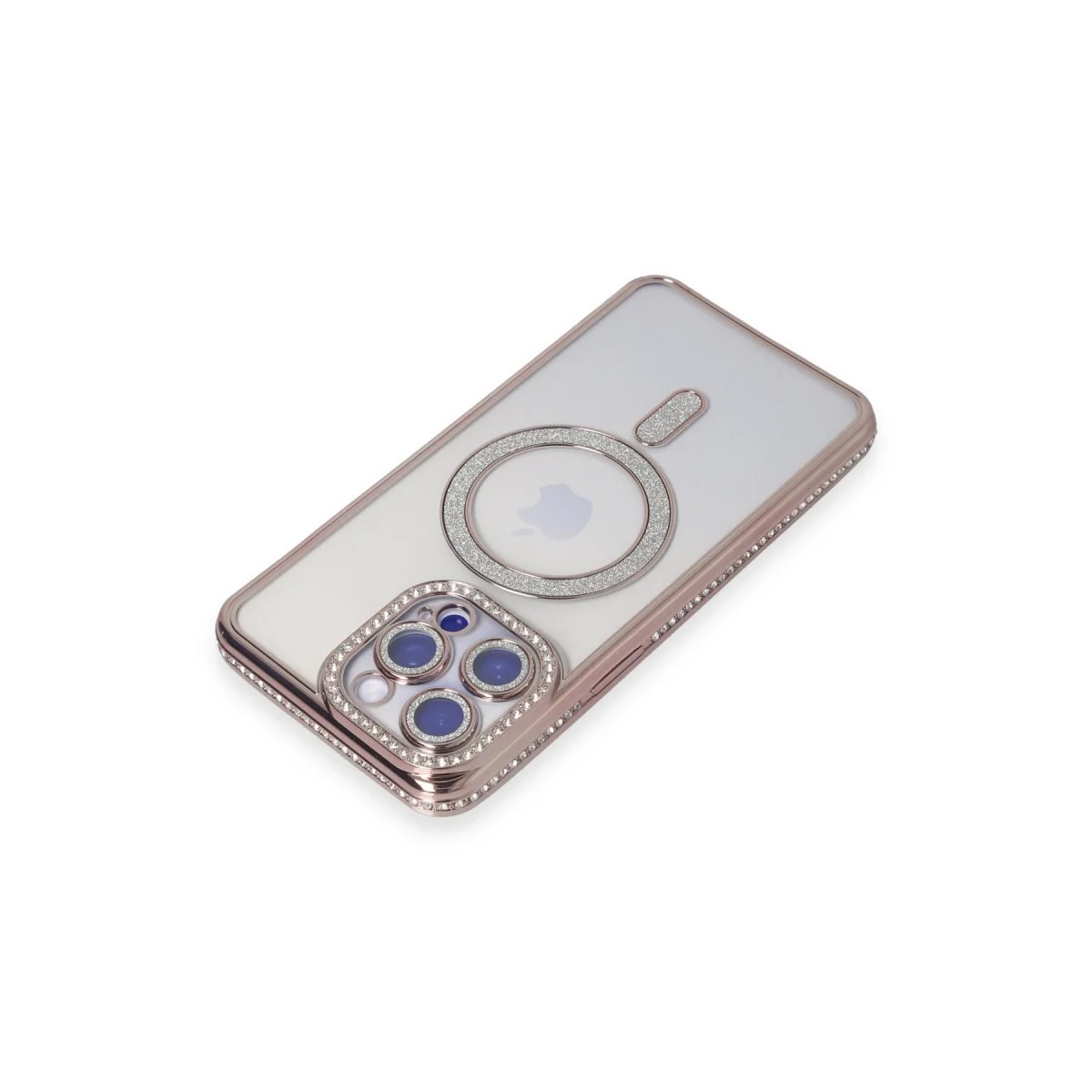Apple İphone 15 Pro Max Kılıf Joke Simli Magneticsafe Kılıf - Pembe görsel 2
