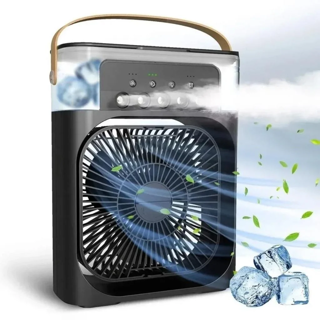 Taşınabilir 3 Farklı Mod Ayarlı 7 Farklı Led Işıklı Sulu Soğutmalı Taşınabilir Masaüstü USB Fan Vantilatör görsel 5