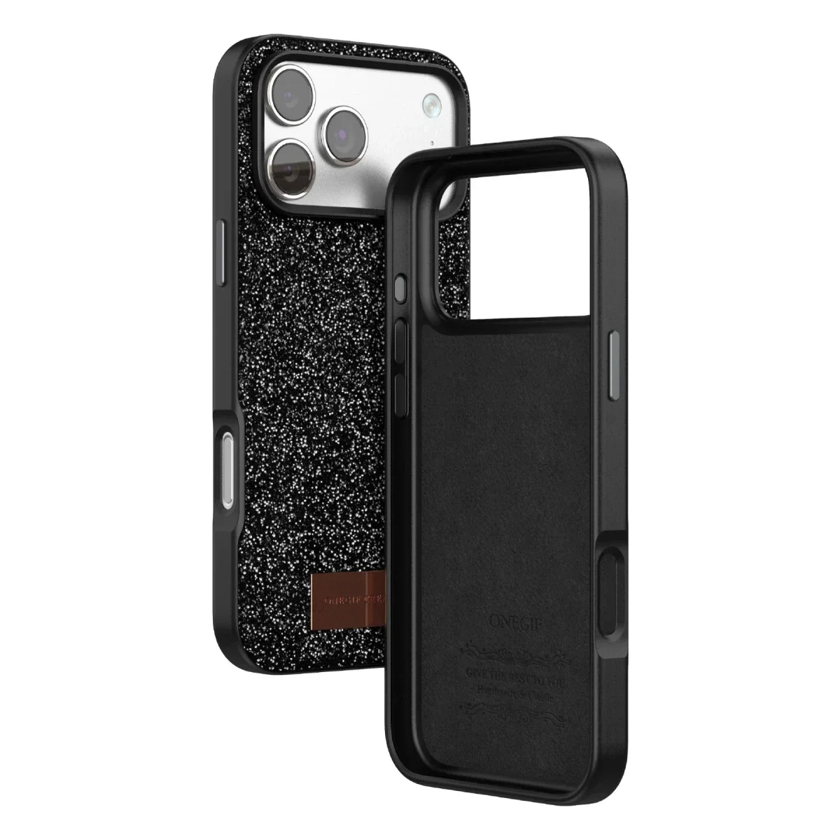 Onegif Apple iPhone 17 Pro Max Bright Simli Kapak - Siyah görsel 3