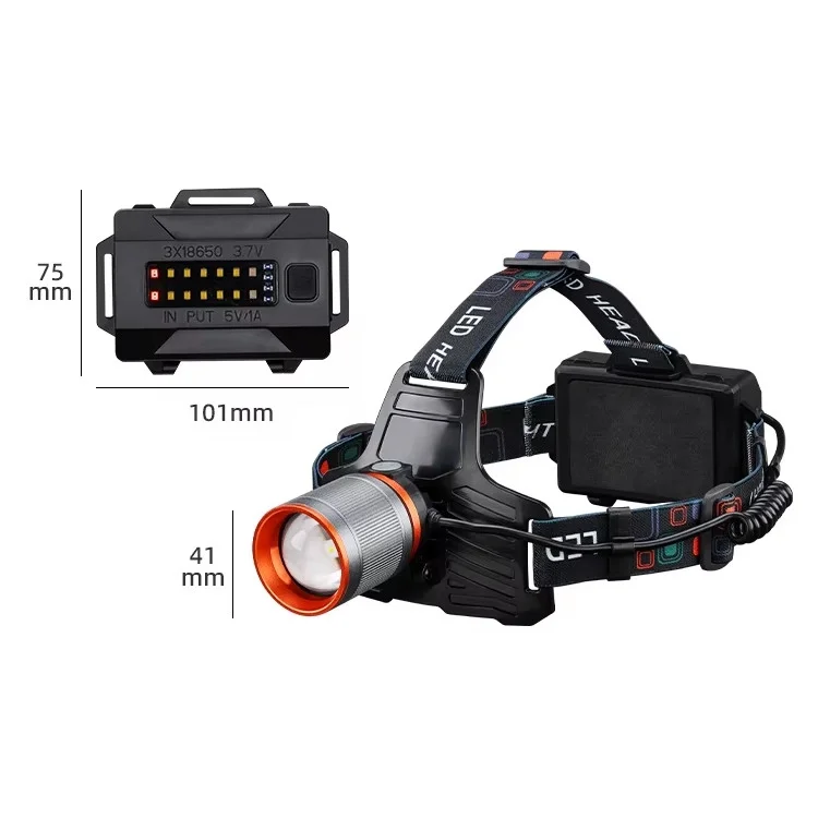 BD-8 13W TG + SMD LED Alüminyum Alaşımlı Zoomlu Type-C Şarjlı Kafa Feneri görsel 2