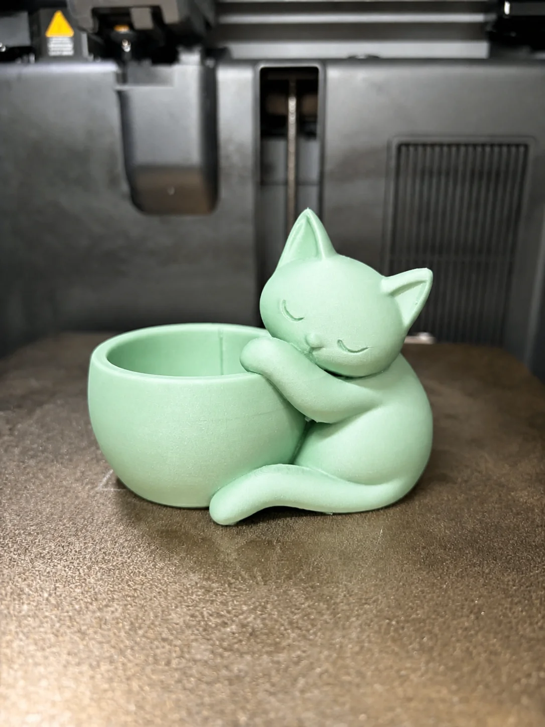 3D Baskı Sarılan Kedi Saksı - Sevimli Dekoratif Saksı - Mint görsel 2