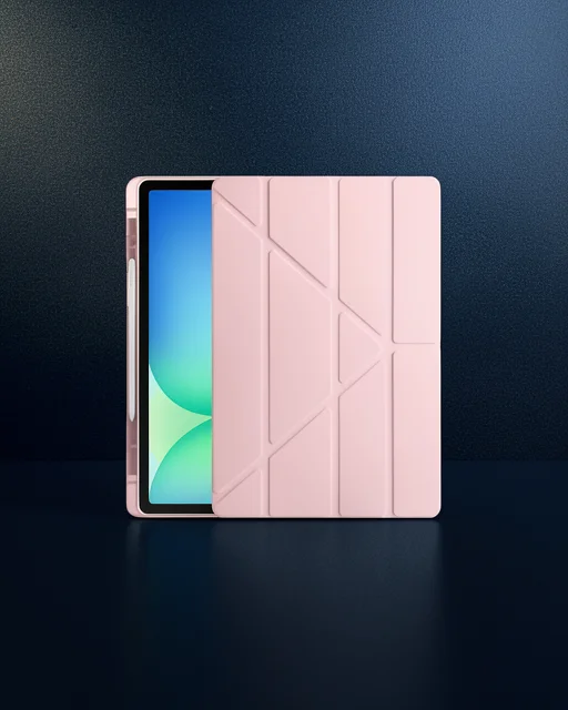 Apple İpad Pro 11 (2024) Kılıf Kalemlikli Hugo Tablet Kılıfı - Rose Gold