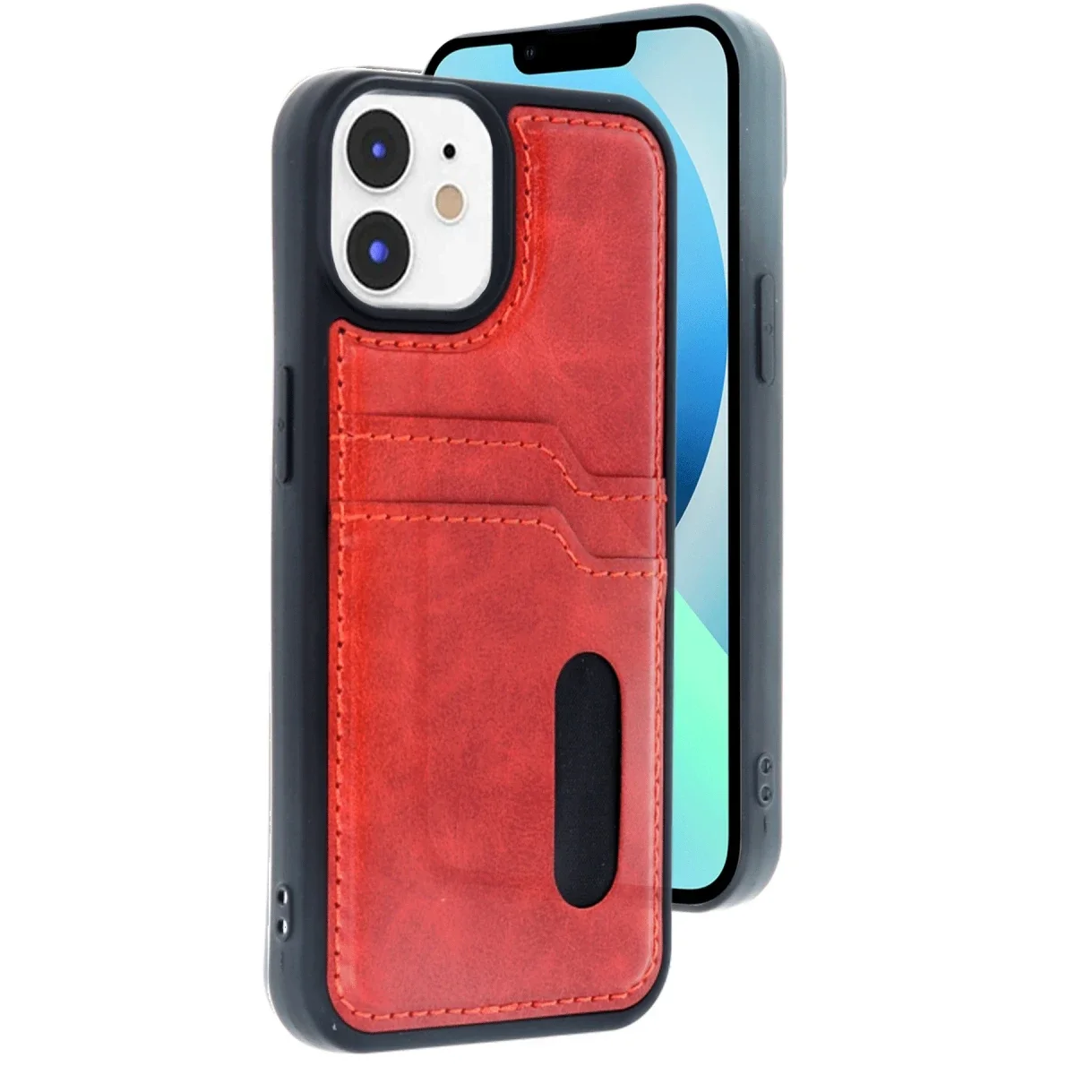 Apple iPhone 11 Kılıf Sara Kartvizitli Deri Kılıf - Kırmızı
