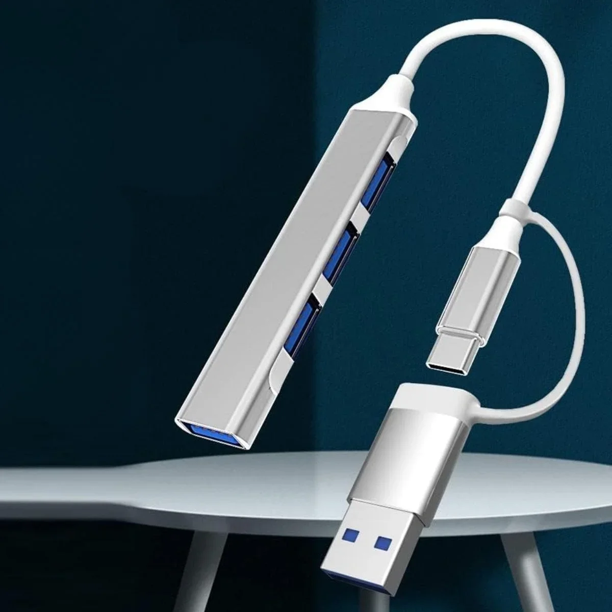 4 Port'lu Bağlantı İstasyonu Ultra İnce USB Bölücü TYPE-C tipi Çoklu Arayüz Adaptörü Multi Usb Çoklayıcı görsel 3