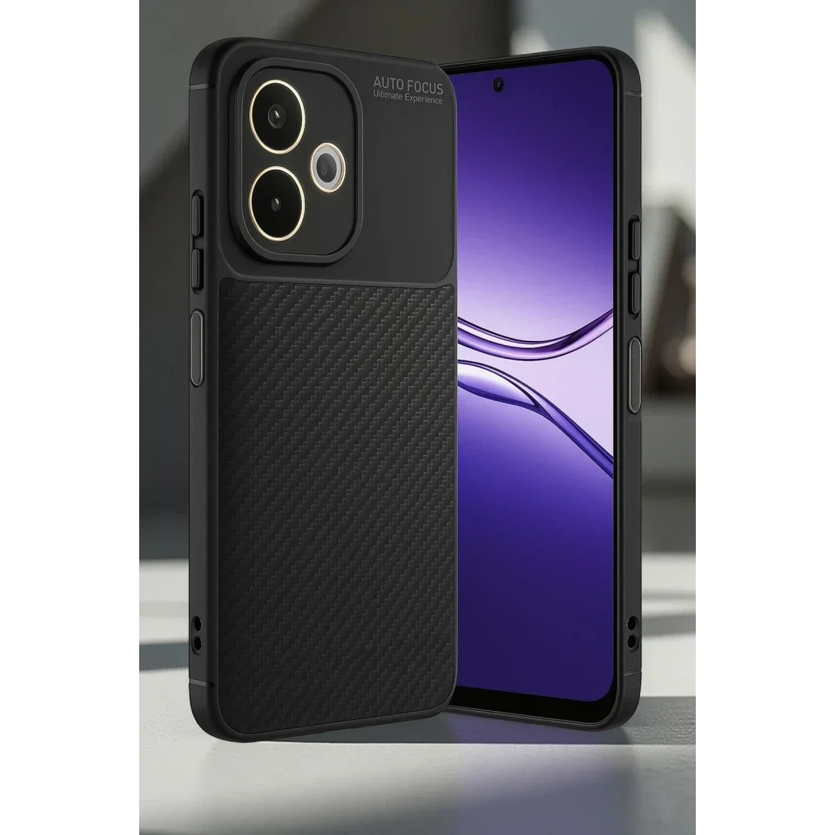 Oppo A5 Pro 4G Kılıf Auto Focus Karbon Kapak - Lacivert görsel 2