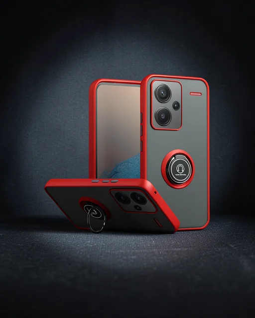Xiaomi Redmi Note 13 Pro Plus Kılıf Montreal Yüzüklü Silikon Kapak - Kırmızı