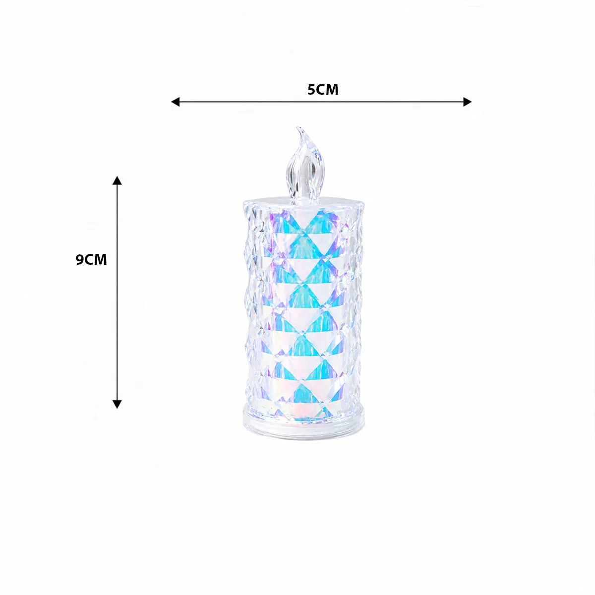 12 Adet Led Candle Kamp Küçük Boy= ÇAP:5CM - Y: 9CM Pilli Led Mum ka Kristal Plastik YAKUT-13635