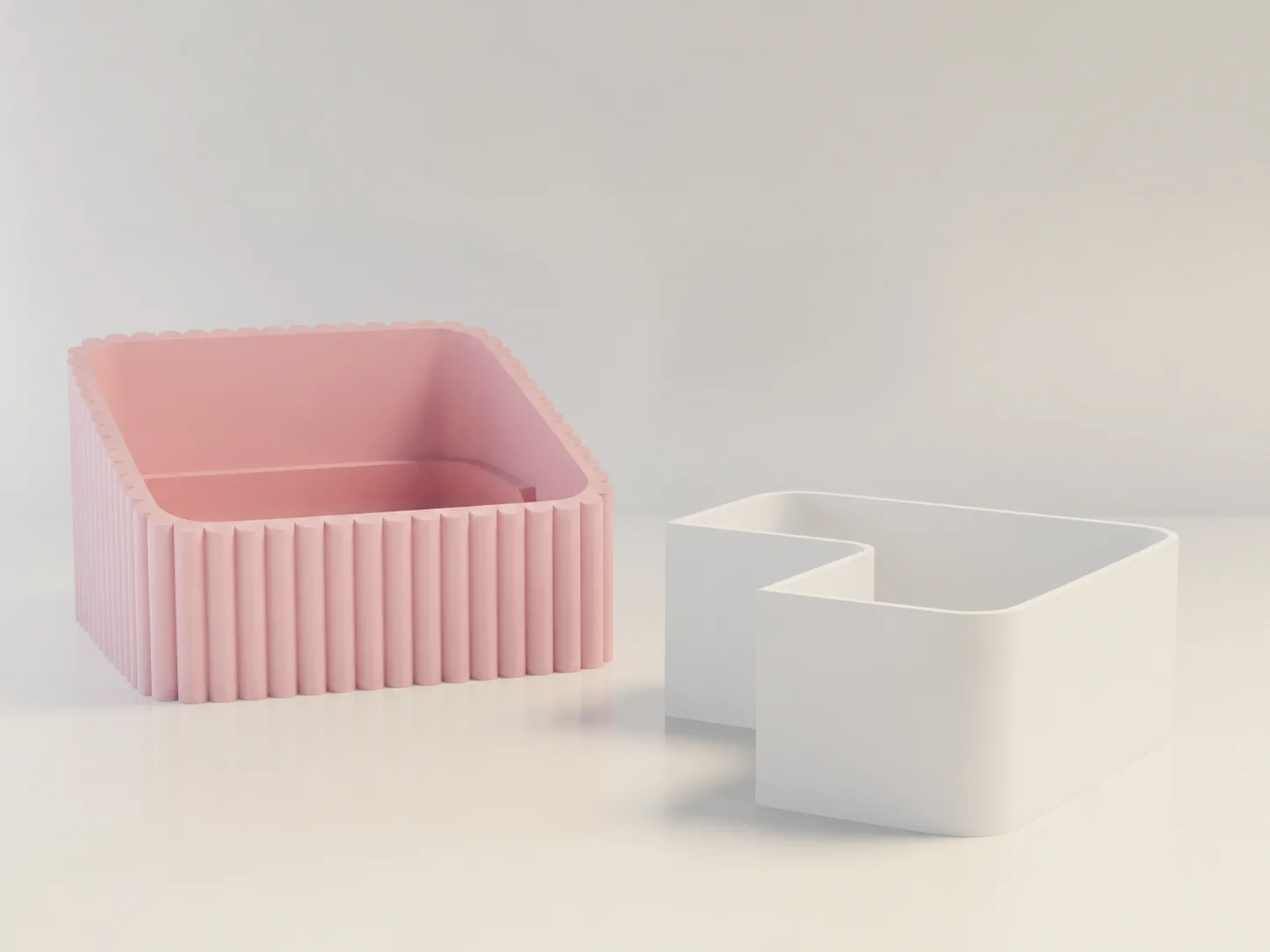 3D Baskı Fıstık Kasesi - Çift Hazneli Kabuk Ayırıcı Sunum Kasesi - Pembe Beyaz görsel 2