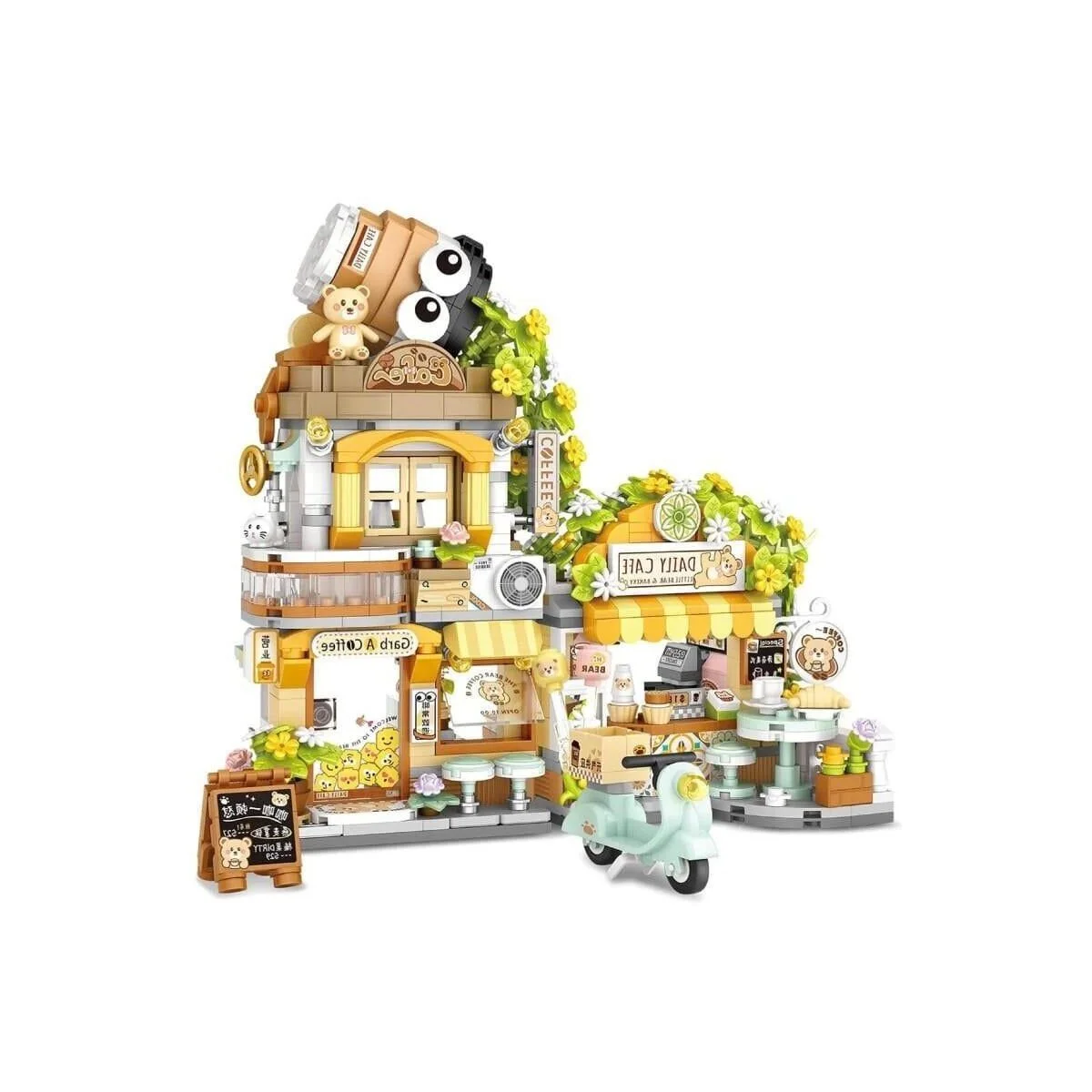 LZ-1382 Loz Küçük Ayı Kafe Çiçekçi Ponda Çay Evi 1077 Parça Block Oyuncak