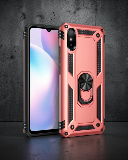 Xiaomi Redmi 9a Kılıf Sofya Yüzüklü Silikon Kapak - Rose