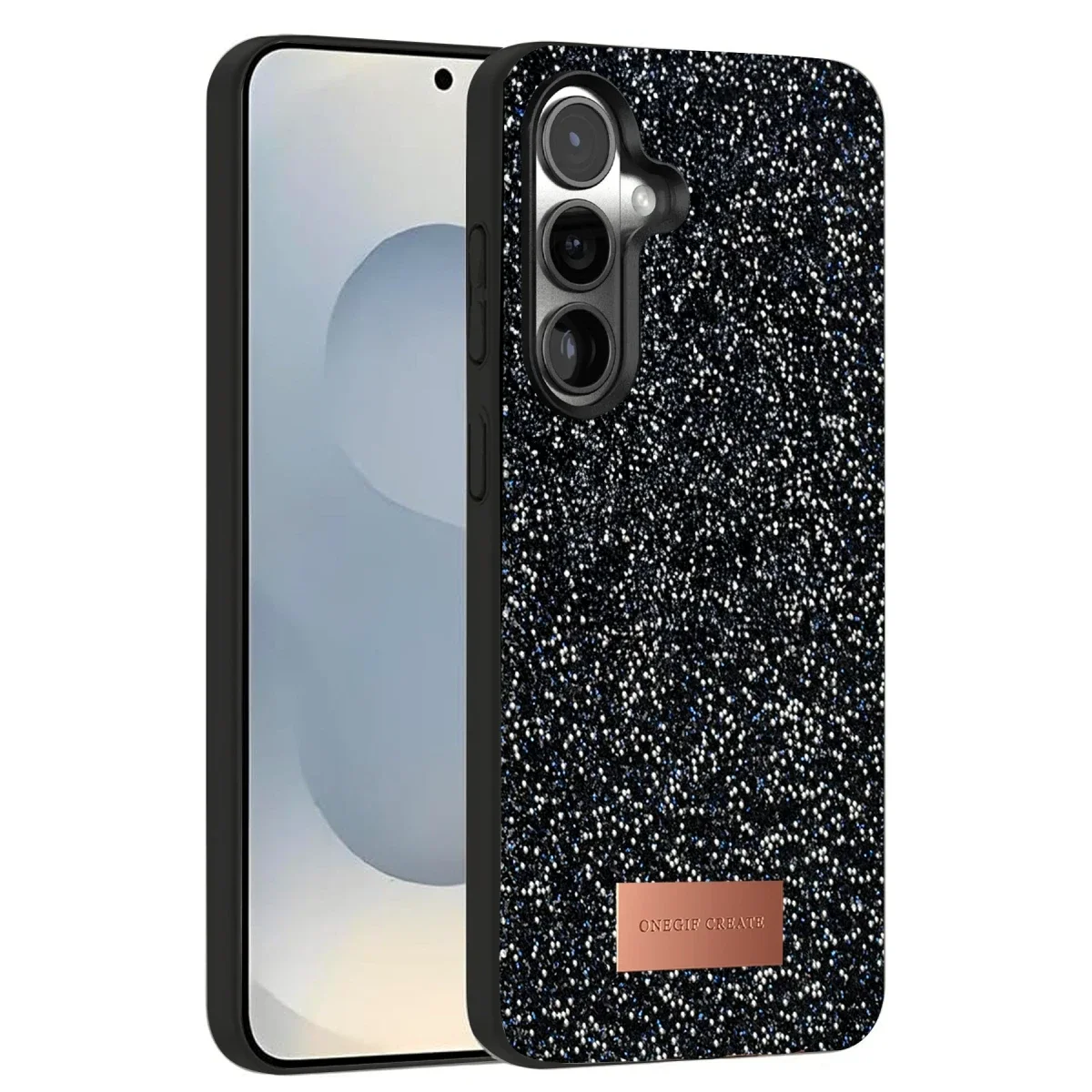 Onegif Samsung Galaxy S25 Bright Simli Kapak - Siyah