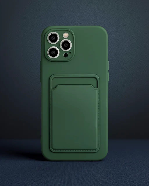 Apple İphone 12 Pro Max Kılıf Kelvin Kartvizitli Silikon - Koyu Yeşil