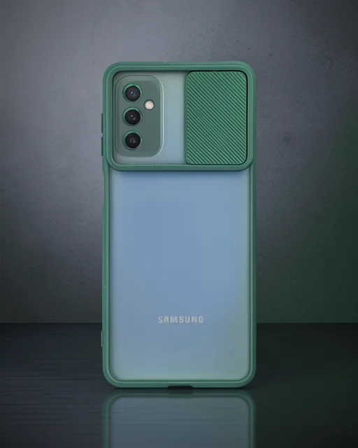 Samsung Galaxy M52 5g Kılıf Palm Buzlu Kamera Sürgülü Silikon - Yeşil