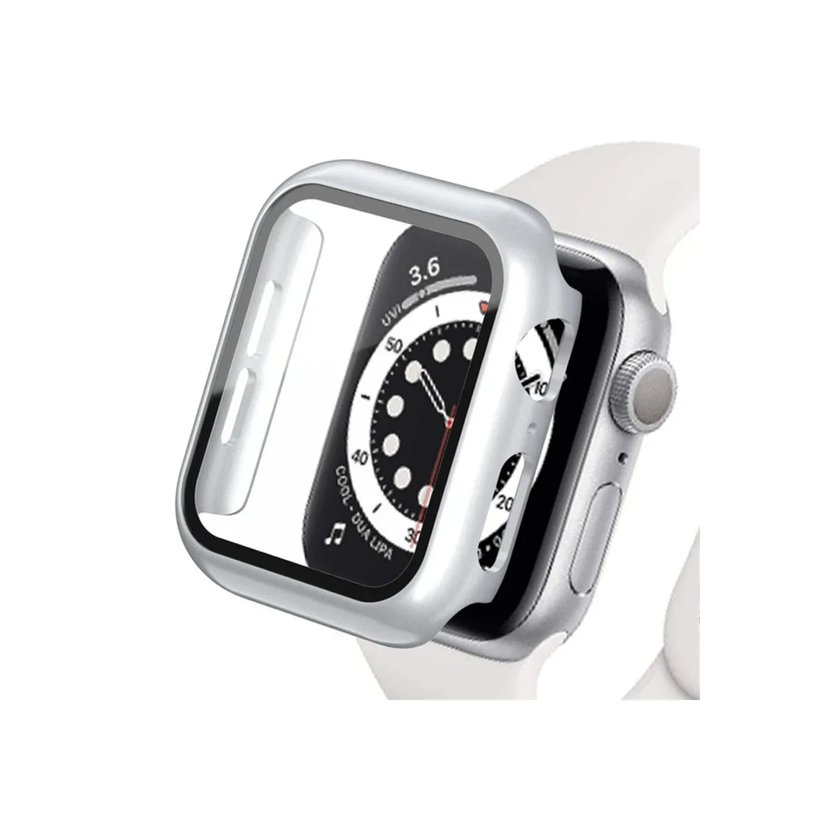 Apple Watch Ultra 49mm Camlı Kasa Ekran Koruyucu - Gümüş