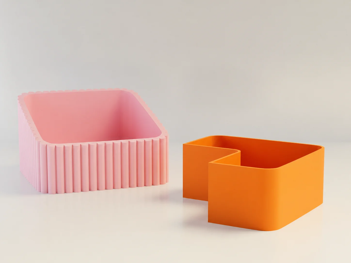3D Baskı Fıstık Kasesi - Çift Hazneli Kabuk Ayırıcı Sunum Kasesi - Pembe Turuncu görsel 2