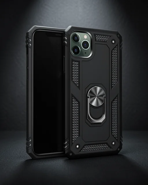 Apple İphone 11 Pro Kılıf Sofya Yüzüklü Silikon Kapak - Siyah