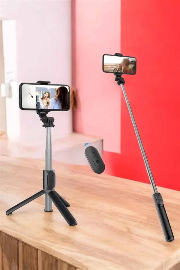 Kumandalı Tripod Telefon Tutucu Selfie Çubuğu 360 Derece Dönebilen görsel 5