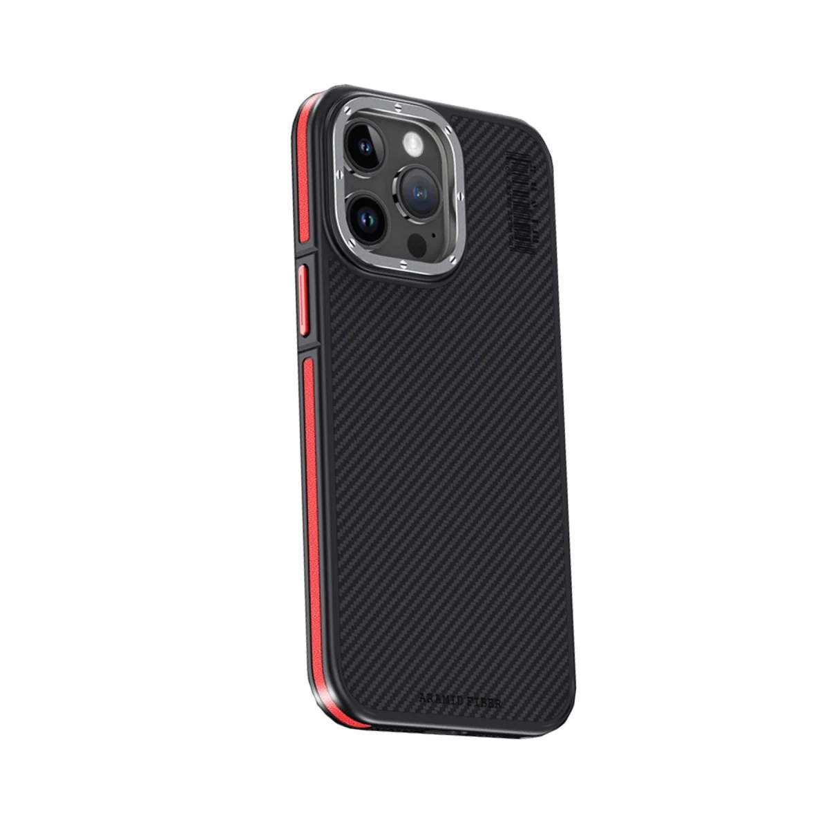 Joko Apple İphone 15 Pro Max Kılıf Arad 600d Kevlar Karbon Fiber Magsafe Kapak - Kırmızı