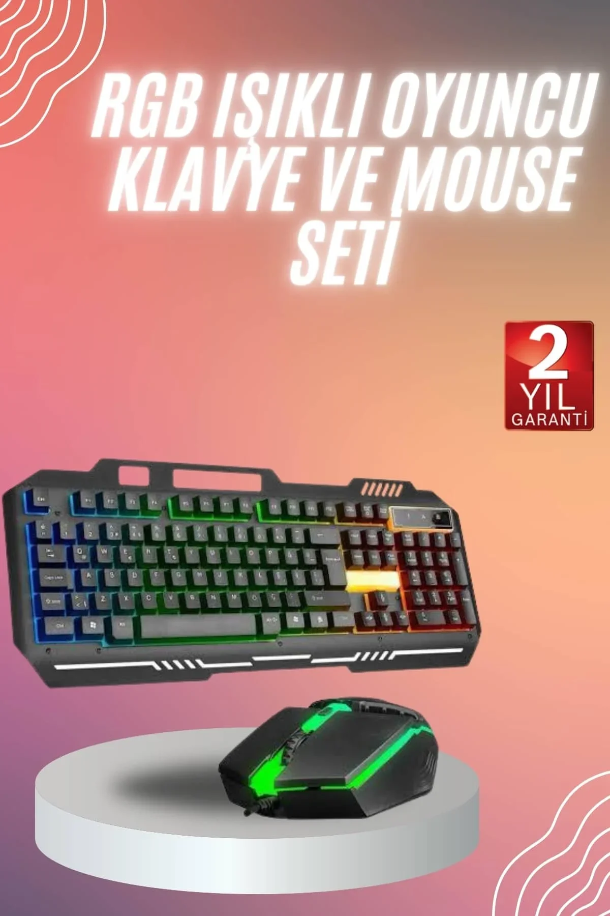 RGB Işıklı Gang Oyuncu Klavye Q Klavye Mouse Hediyeli