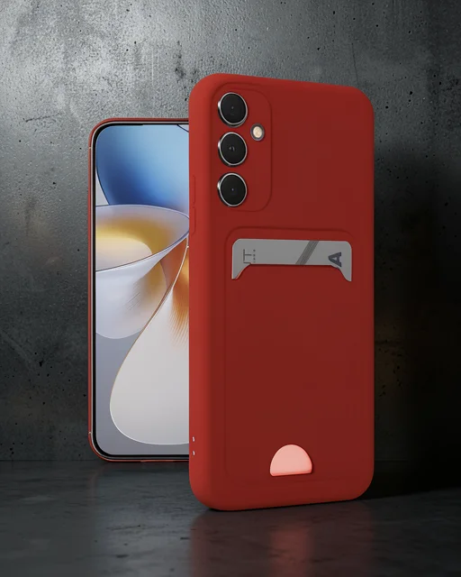 Samsung Galaxy A16 5g Kılıf Kelvin Kartvizitli Silikon - Kırmızı
