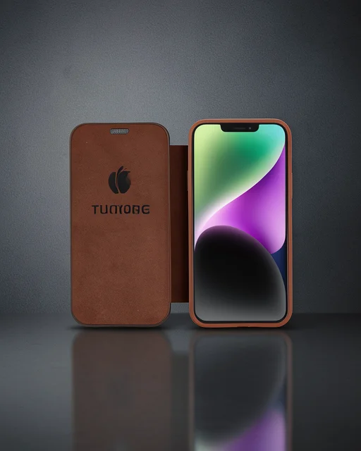 Apple İphone 12 Kılıf Dolpin Kapaklı - Kahverengi