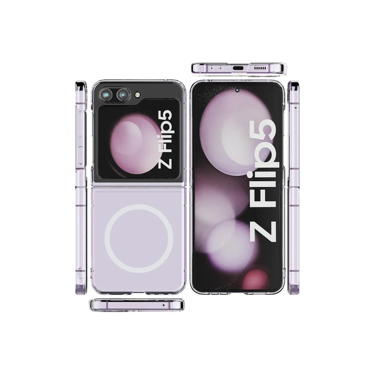 Samsung Galaxy Z Flip 5 Kılıf Magneticsafe Şeffaf Silikon - Şeffaf görsel 2