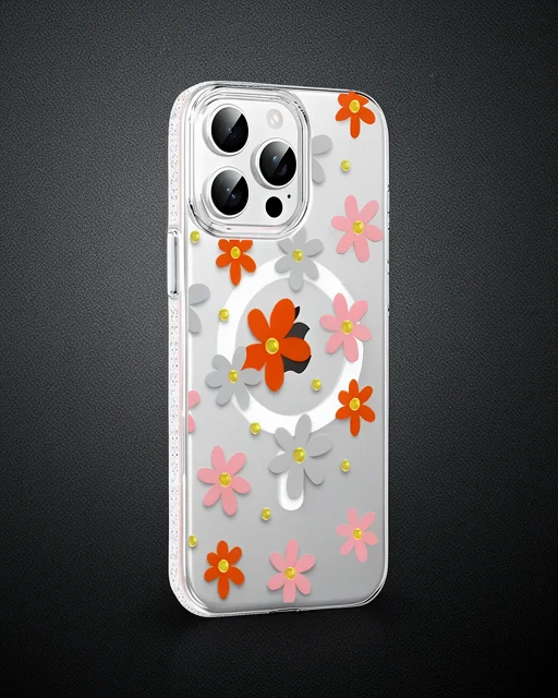 Joko Apple İphone 14 Pro Max Floral Magsafe Kapak - Turuncu