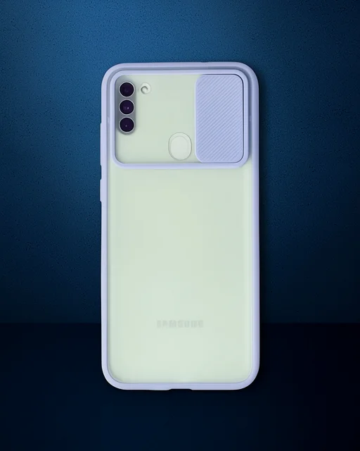 Samsung Galaxy A11 Kılıf Palm Buzlu Kamera Sürgülü Silikon - Lila