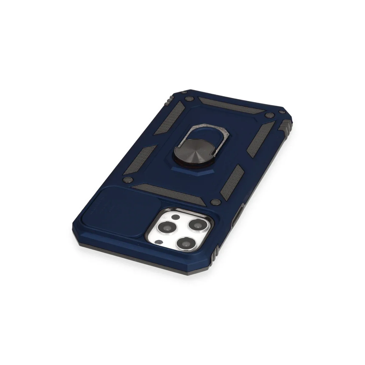 Apple iPhone 12 Pro Max Kılıf Pars Lens Yüzüklü Silikon - Lacivert görsel 5