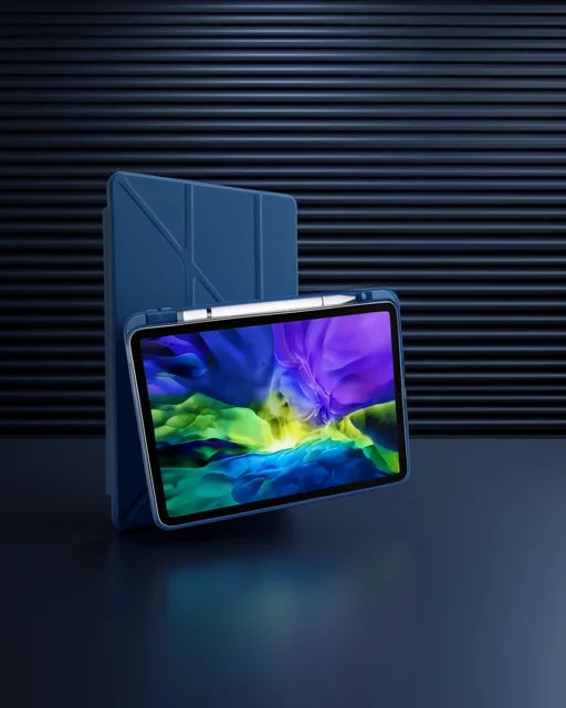 Apple İpad Pro 11 (2024) Kılıf Kalemlikli Mars Tablet Kılıfı - Lacivert