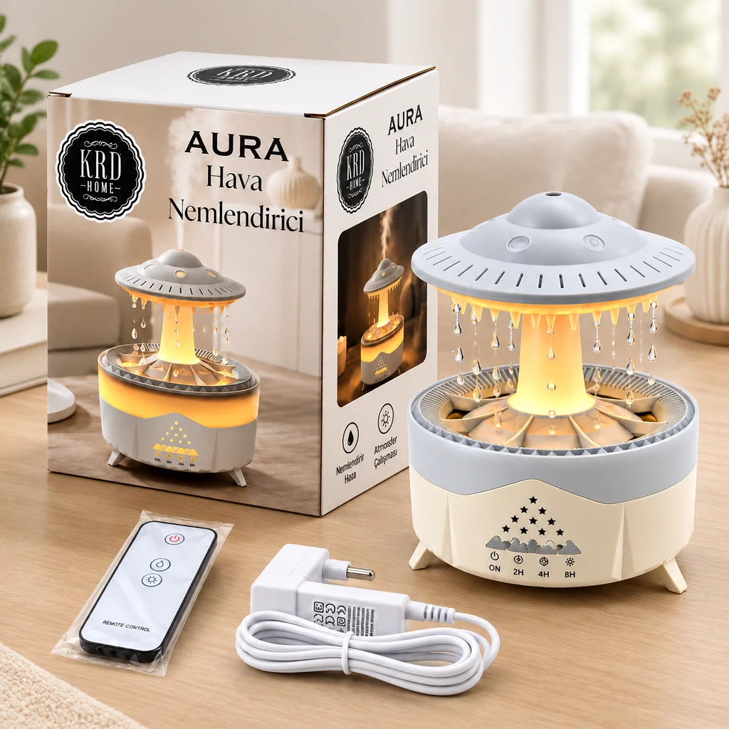 Kumandalı LED Yağmur Bulutu Hava Nemlendirici - Buhar & Koku Giderici