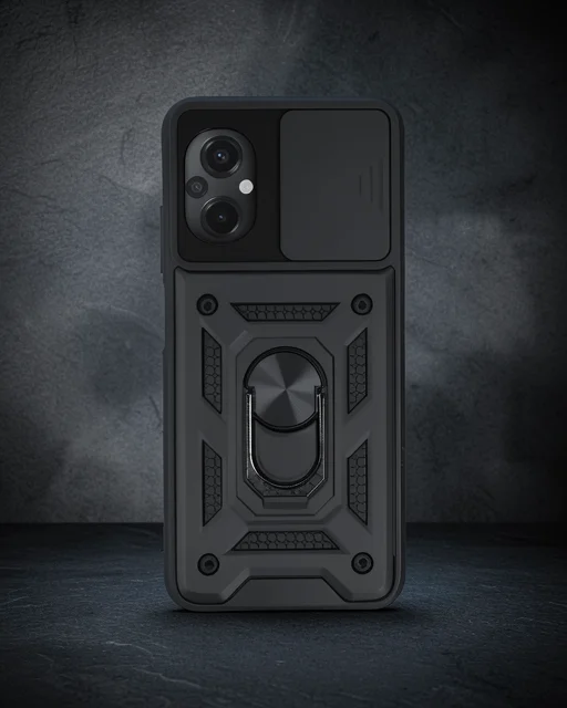 Xiaomi Poco M5 Kılıf Pars Lens Yüzüklü Silikon - Siyah