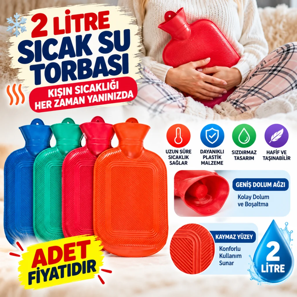 2 Litre Sıcak Su Torbası 1. Sınıf Kauçuk Malzeme (adet fiyatıdır)