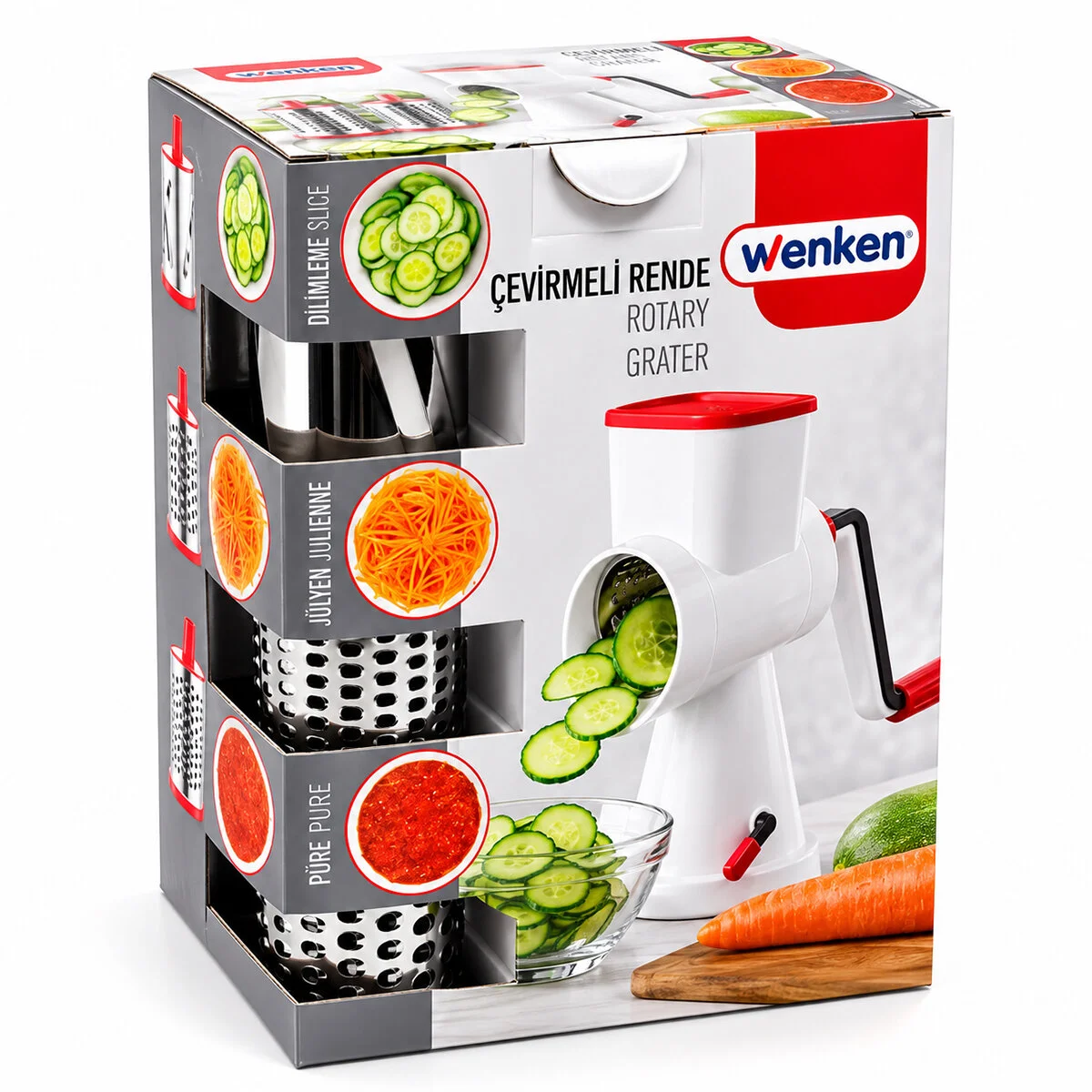 Kollu - Çevirmeli Değirmen - Rende Doğrayıcı Set Dilimleme Aparatı - Kalın-ince Rende UR-3369 görsel 2