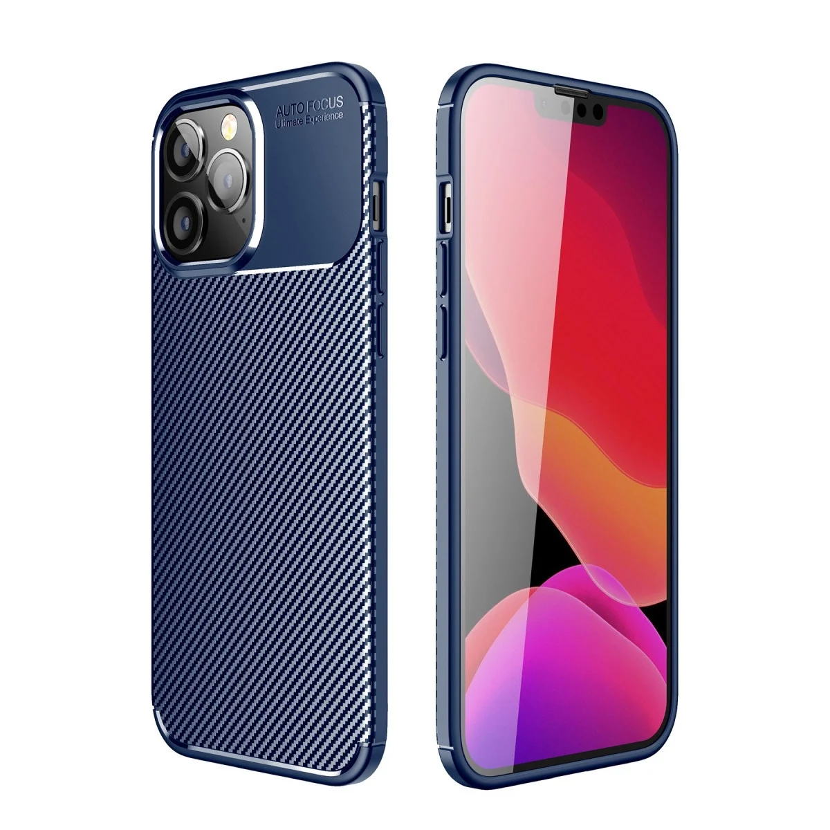 Apple İphone 14 Pro Kılıf Auto Focus Karbon Kapak - Lacivert