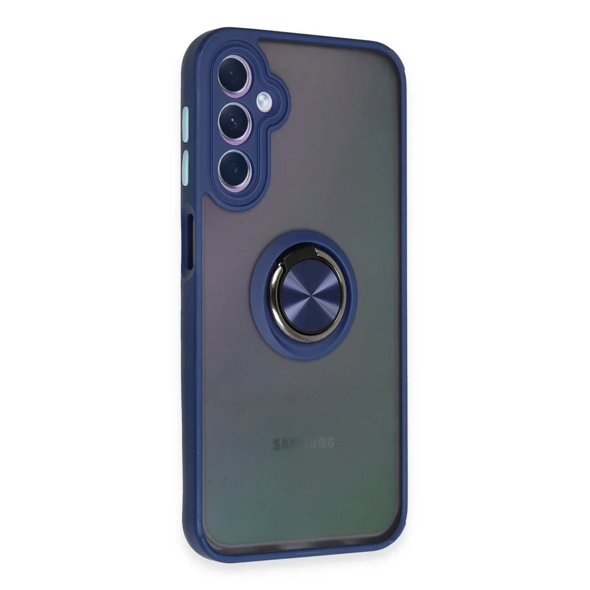 Samsung Galaxy A24 4G Kılıf Montreal Yüzüklü Silikon Kapak - Lacivert görsel 2