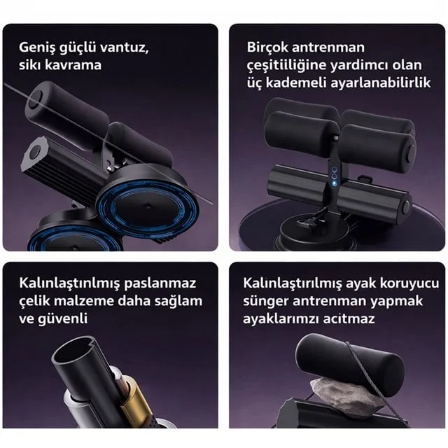 SN-29962 Çift Vantuzlu Ev Tipi 3 Kademe Boy Ayarlı Mekik - Karın Egzersiz Aleti görsel 5