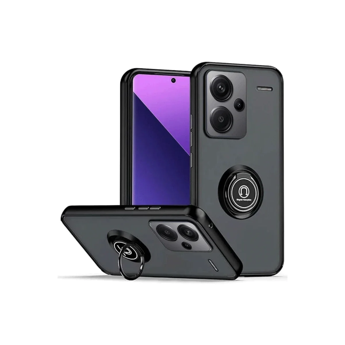 Xiaomi Redmi Note 13 Pro Plus Kılıf Montreal Yüzüklü Silikon Kapak - Siyah