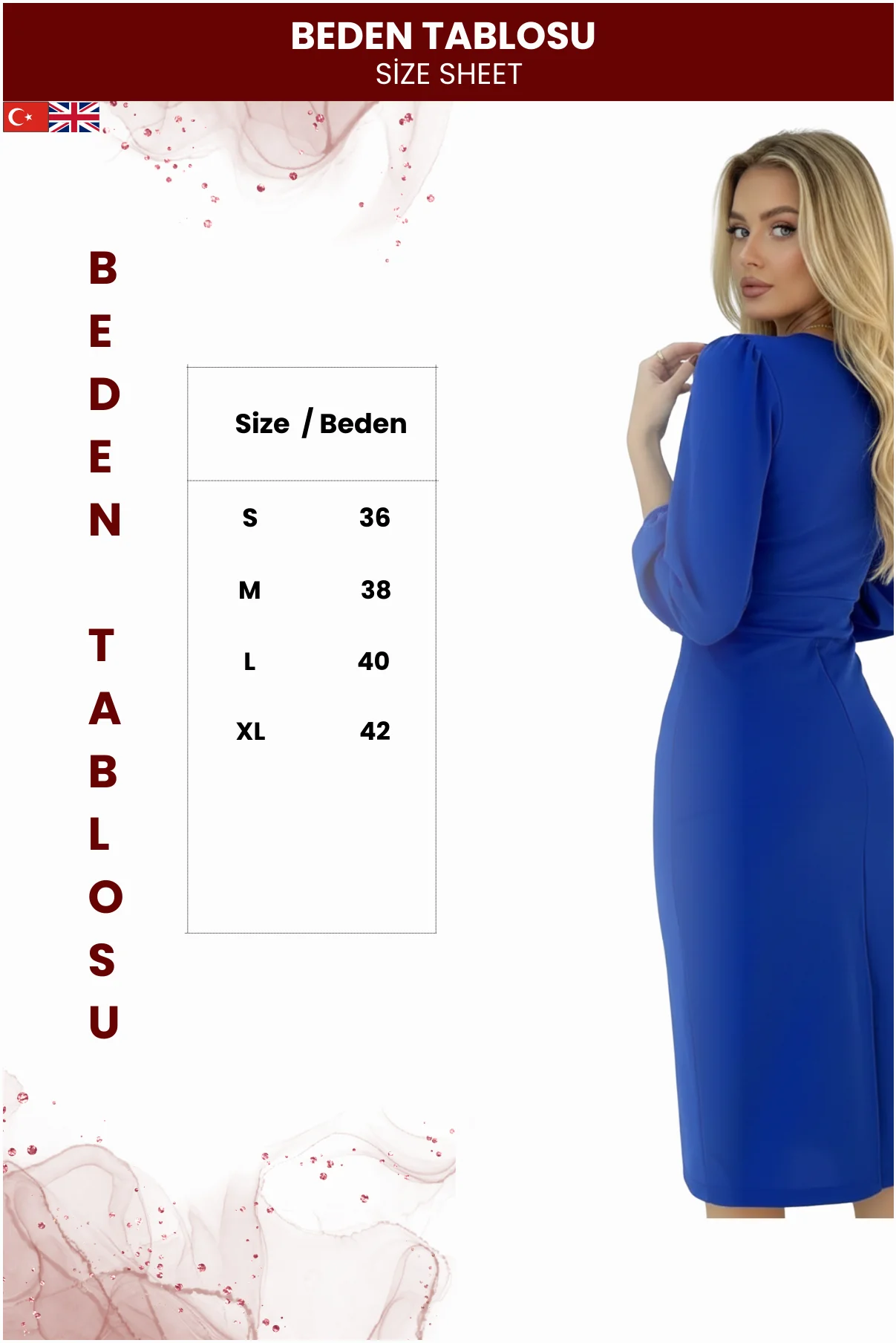 Kadın Manşetli Şık Krep Elbise görsel 6