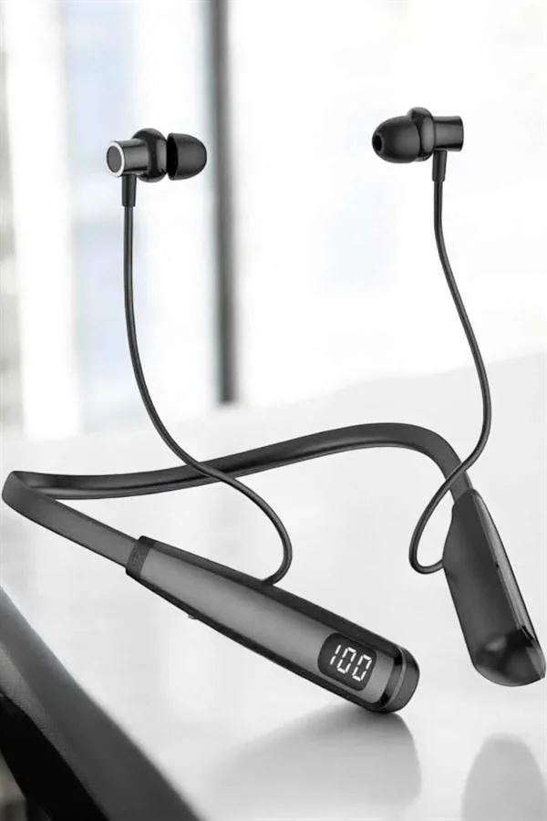 Boyun Bantlı Bluetooth Kulaklık Yüksek Ses Kaliteli 100 Saat Kulaklık görsel 3