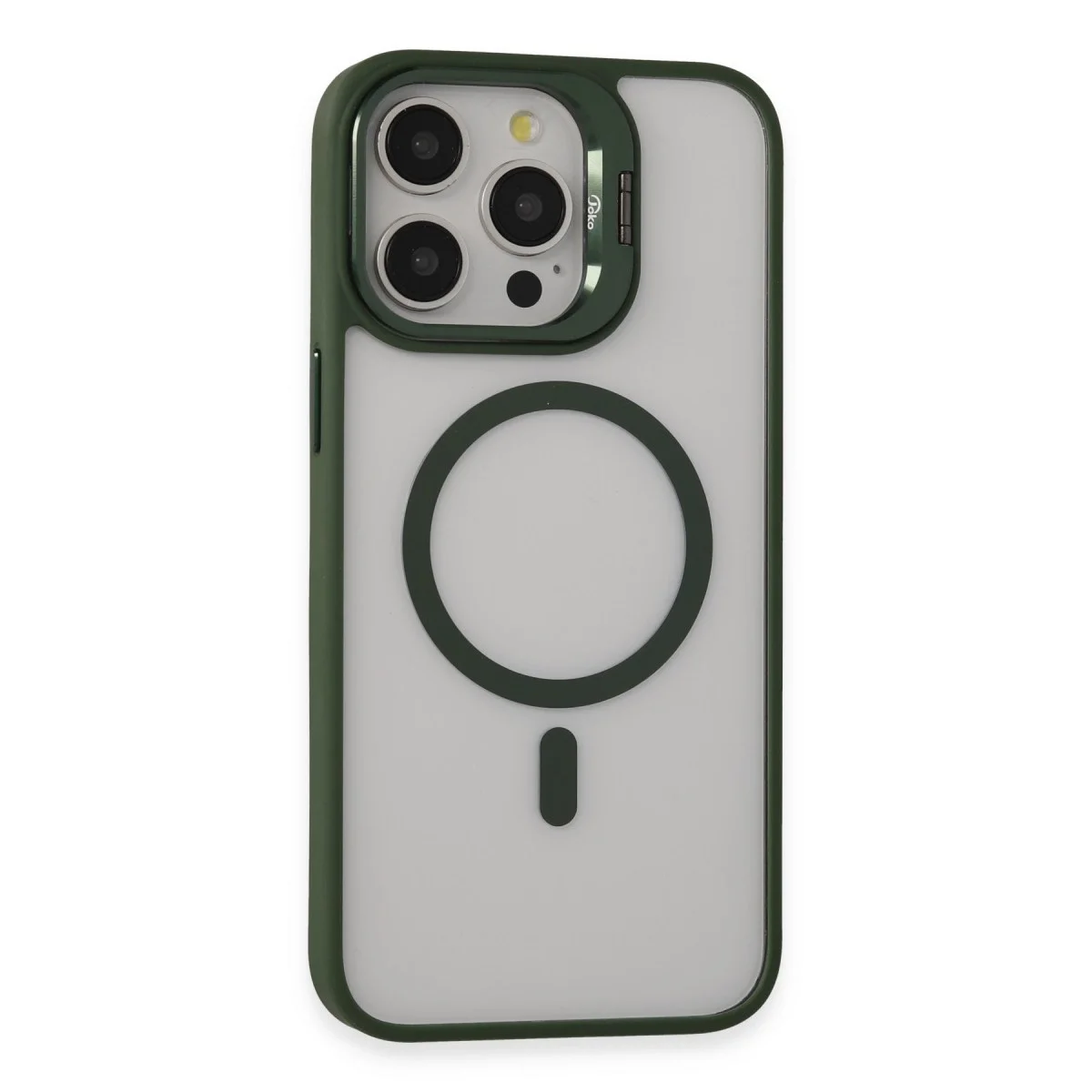 Joko Apple İphone 15 Pro Max Kılıf Roblox Lens Magsafe Standlı Kapak - Koyu Yeşil