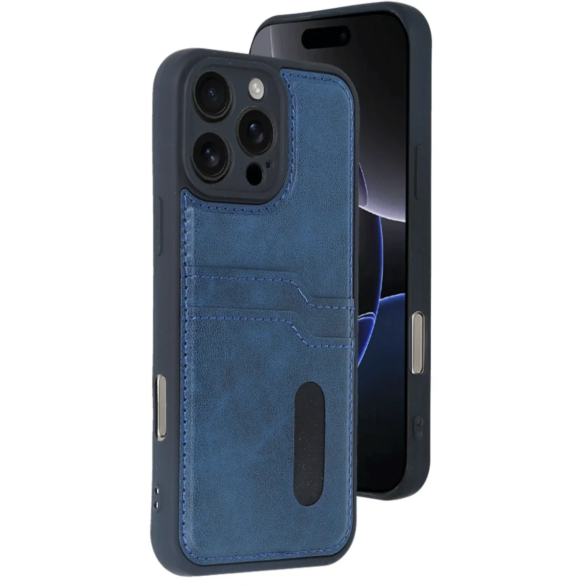 Apple iPhone 16 Pro Kılıf Sara Kartvizitli Deri Kılıf - Lacivert